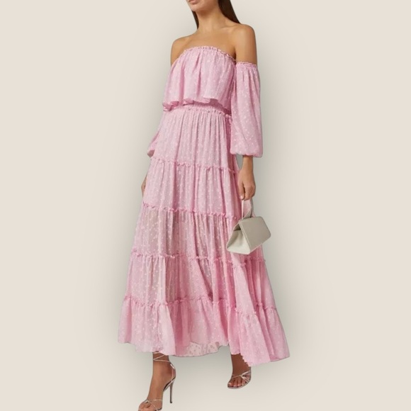 Misa | Cassandra Off-Shoulder Tiered Maxi Dress | Size XS (Fits S) | NWT - Picture 5 of 11